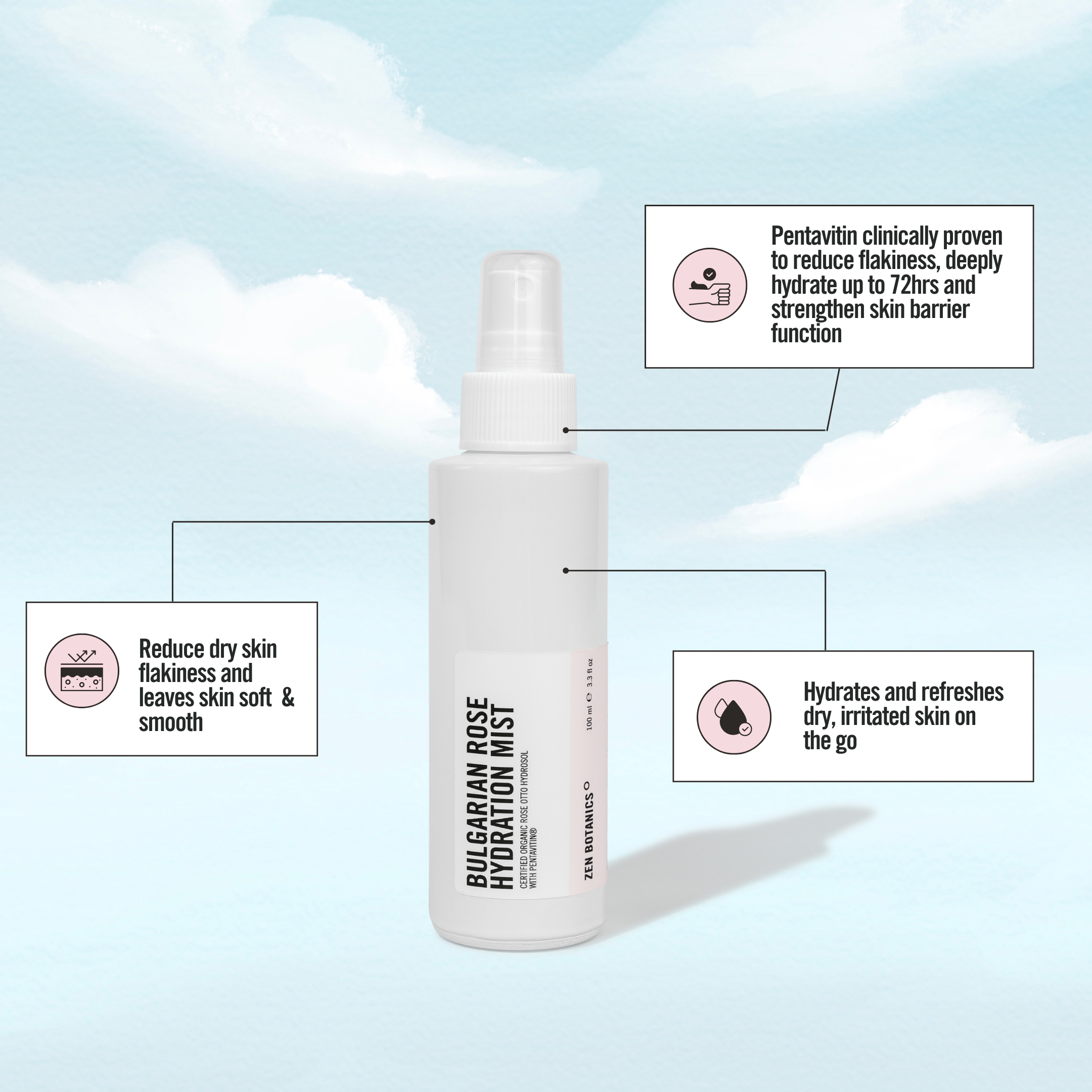 Bulgarian Rose Hydration Mist Toner | Zen Botanics | Zen Botanics