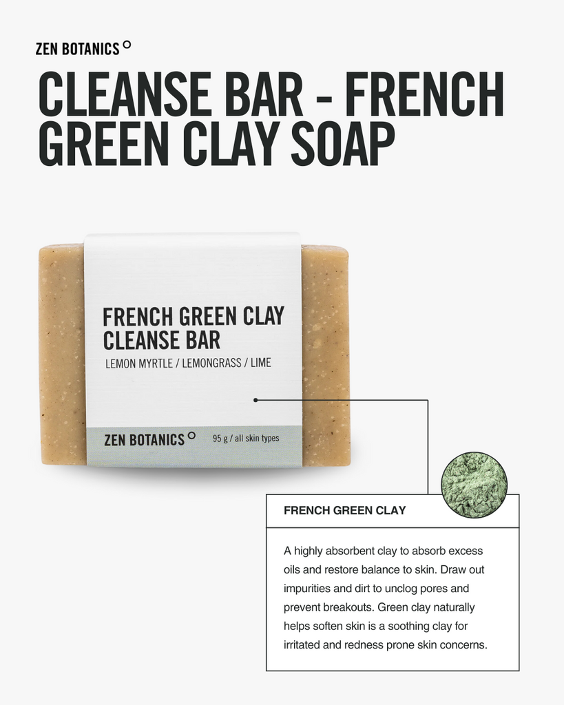 Cleanse Bar - French Green Clay Soap - Zen Botanics