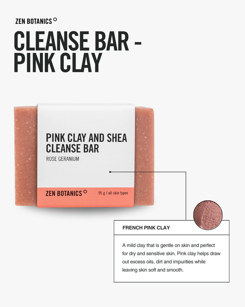 Cleanse Bar - Pink Clay Soap - Zen Botanics